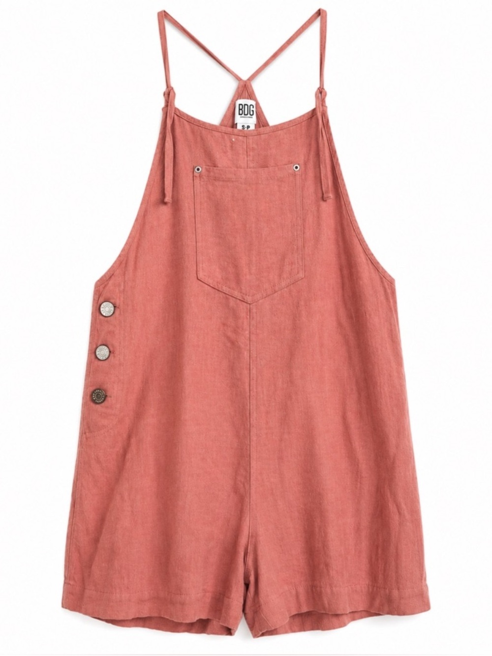 BDG Urban Outfitters Pink Linen Blend Romper Short Overalls Size 4